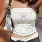 Damen Bandeau-Top mit auffälligem Statement-Aufdruck R&B