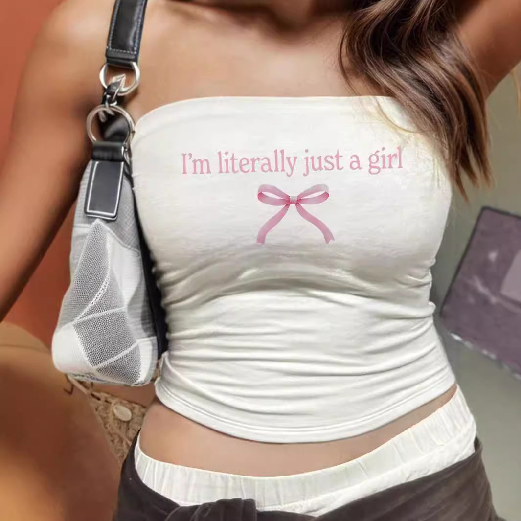 Damen Bandeau-Top mit auffälligem Statement-Aufdruck R&B