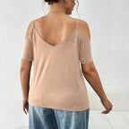 Damen lässiges T-Shirt mit Cut-Out-Ärmeln R&B