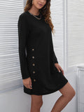 Damen Sweatkleid mit Knopfleiste und langen Ärmeln R&B