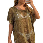 Damen eleganter häkelter Strandüberwurf R&B