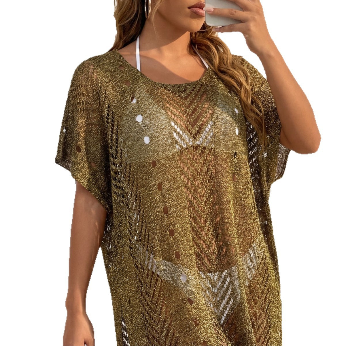 Damen eleganter häkelter Strandüberwurf R&B