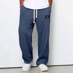 Herren nan lässige Waffelstrick Loungehose mit Kordelzug und geradem Schnitt R&B