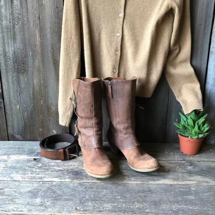 Damen lässige Stiefel mit doppeltem Reißverschluss und modischem Design R&B