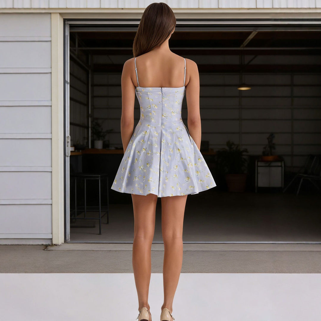 Damen Sommerliches Minikleid mit floralem Muster und Spaghettiträgern R&B
