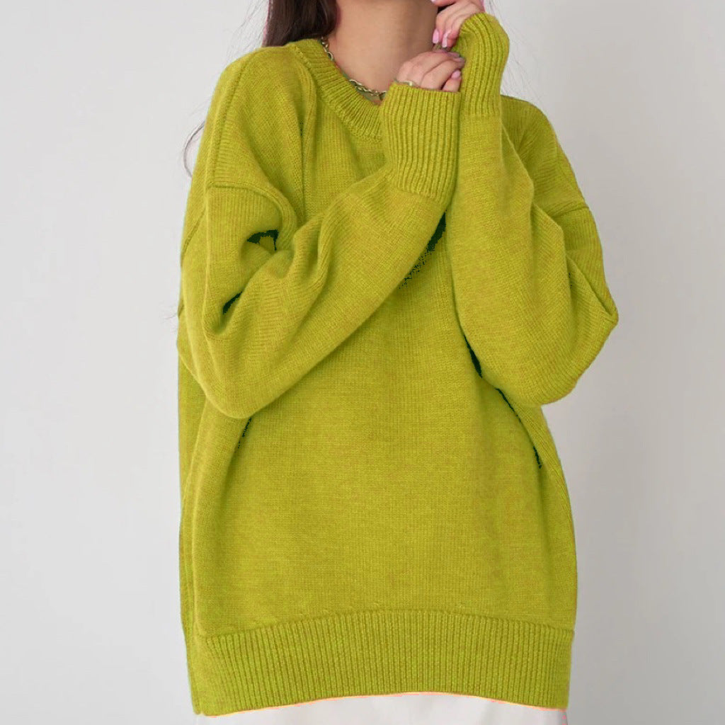 Damen Oversized Pullover mit feinem Strickmuster und breiten Bündchen R&B