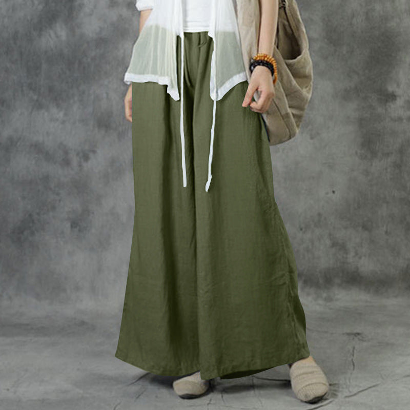 Damen nan weite Leinenhose mit hohem Bund und Tunnelzug R&B