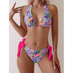 Damen Triangel-Bikini mit bindbaren Trägern und lR&Bhaftem Muster R&B