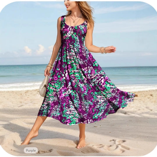Damen Maxikleid mit verspieltem Blumendesign und weitem Rockabfall R&B