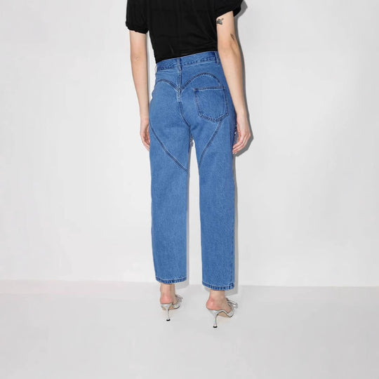 Damen Jeans mit ausgefallenem Cut-Out-Design und glitzernden Verzierungen R&B