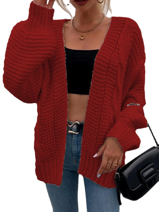 Damen Grober Strickcardigan mit tiefen Taschen und lässigem Schnitt R&B