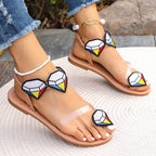 Damen modische Riemchensandalen mit kreativen Schmuckdetails R&B