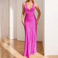 Damen Figurumspielendes Maxikleid mit elegantem V-Ausschnitt und Raffungen