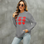 Damen Strickpullover mit glitzerndem Lippen-Motiv R&B