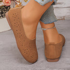 Damen bequeme Slipper mit luftiger Blumenperforation R&B