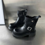 Damen Kick-Boots mit modischem Riemen und stabiler Gummisohle R&B