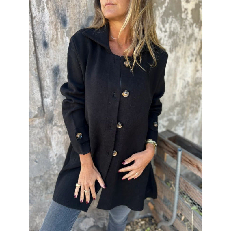 Damen elegante Übergangsjacke mit schickem Kragen und dekorativen Knopfdetails R&B