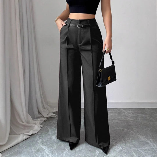 Damen elegante weite Hose mit Bindegürtel R&B