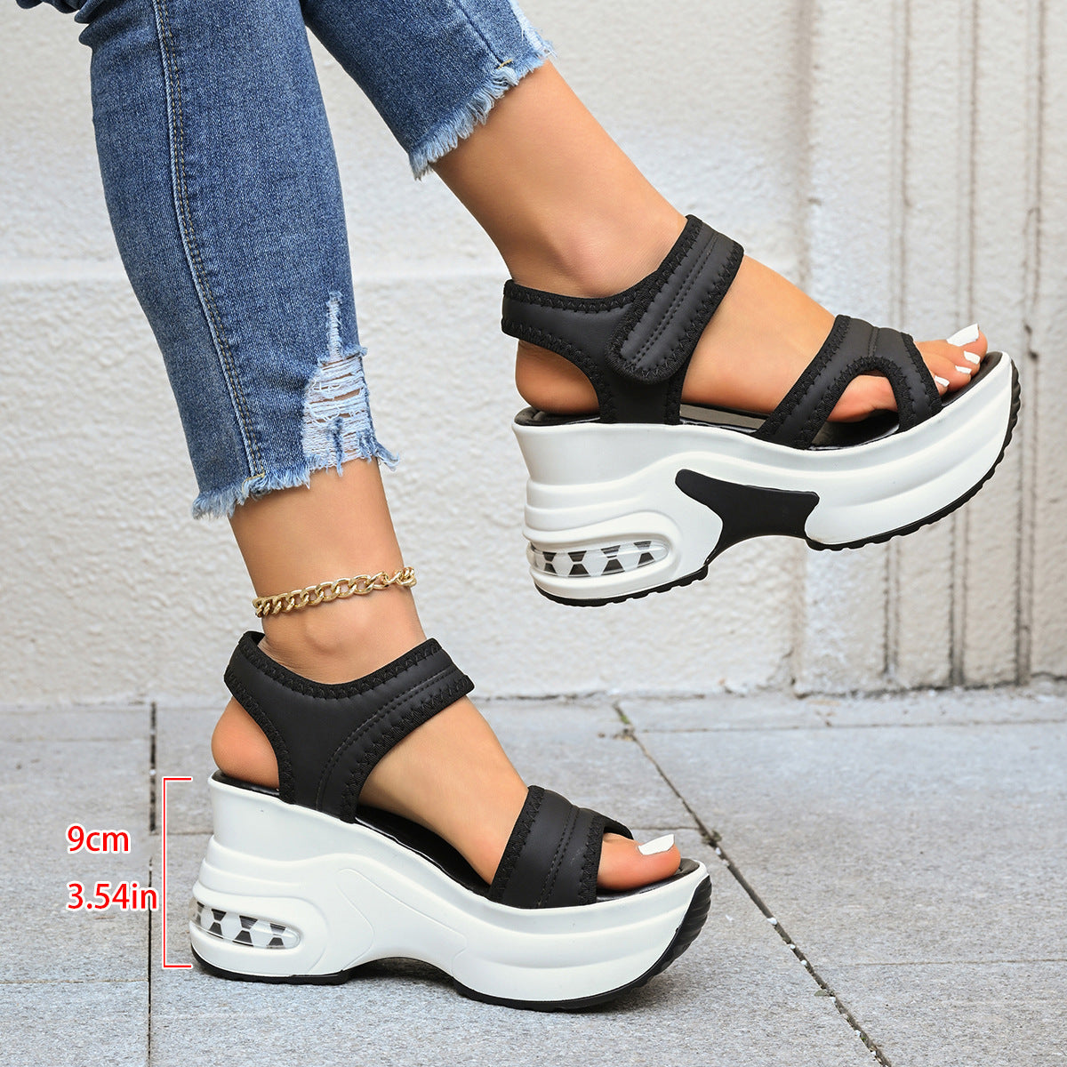 Damen Komfortable Wedge-Sandalen mit ergonomischem Riemendesign und gepolsterter Innensohle R&B
