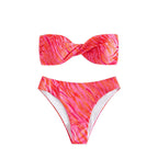Damen Bandeau-Bikini mit elegantem Knotted-Detail und hochgeschnittenem Unterteil R&B