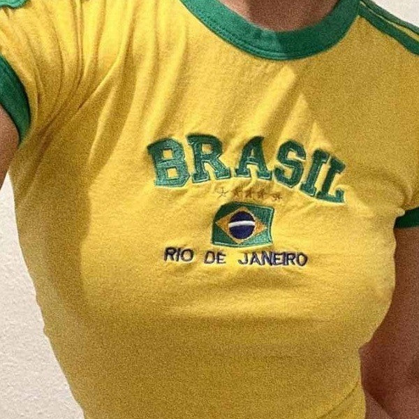 Damen Sportliches T-Shirt mit Brasil-Motiv und sportlichem Schnitt R&B