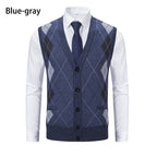 Herren elegante Strickweste mit modernem Rautenmuster und praktischen Taschen