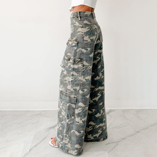 Damen Cargo-Hose mit weitem Schnitt und praktischen Taschen R&B