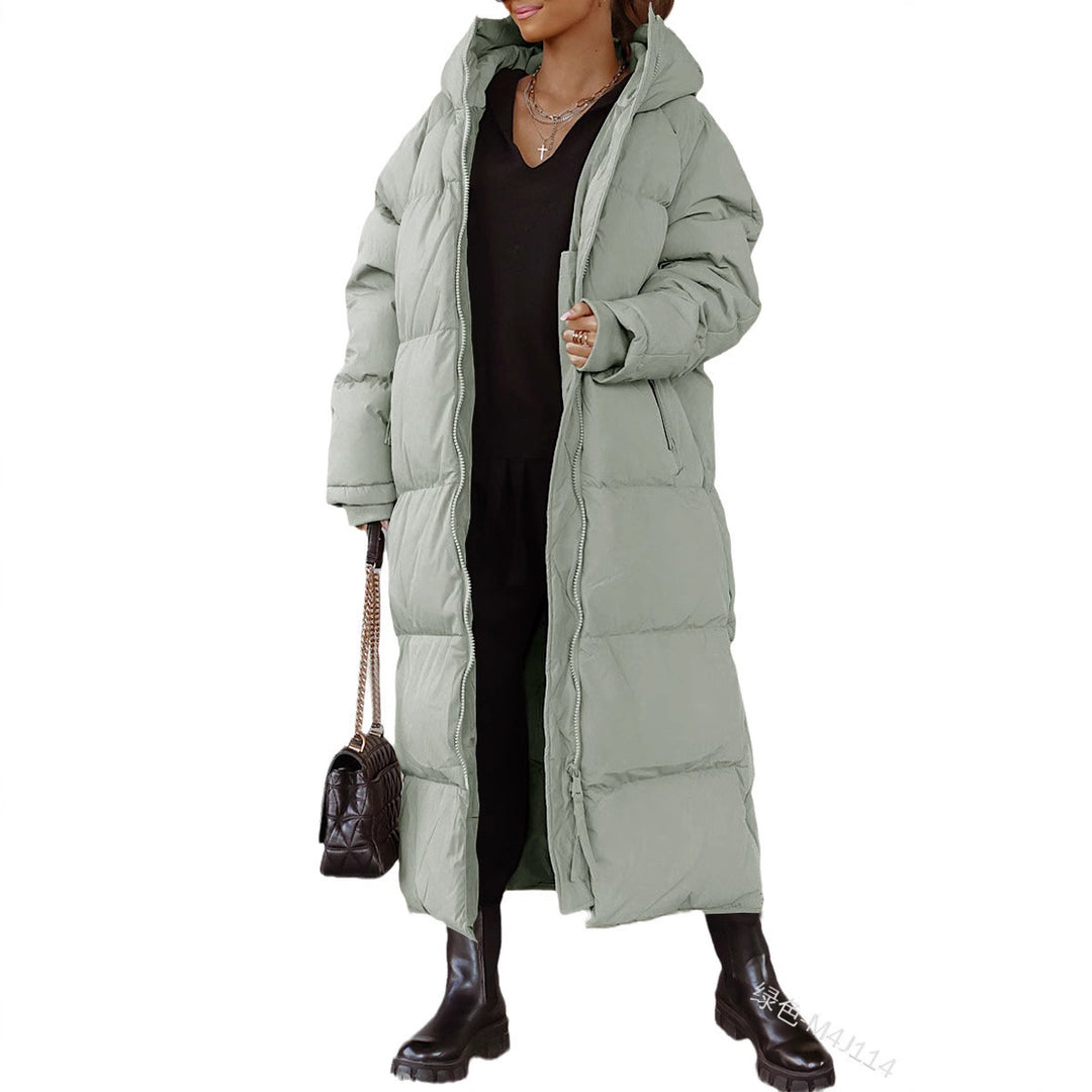 Damen gesteppte Langjacke mit Kapuze und praktischen Seitentaschen R&B