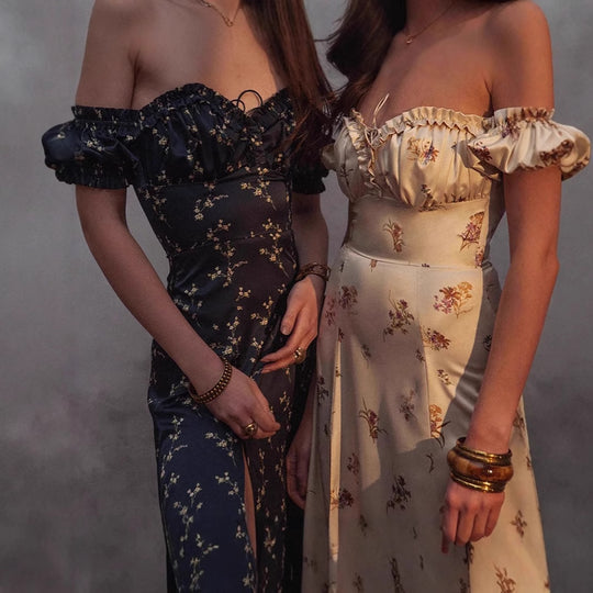 Damen Maxikleid mit floralem Print und elegantem Rüschendetail R&B
