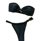 Damen Bandeau-Bikini mit dekorativem Schmuckdetail R&B
