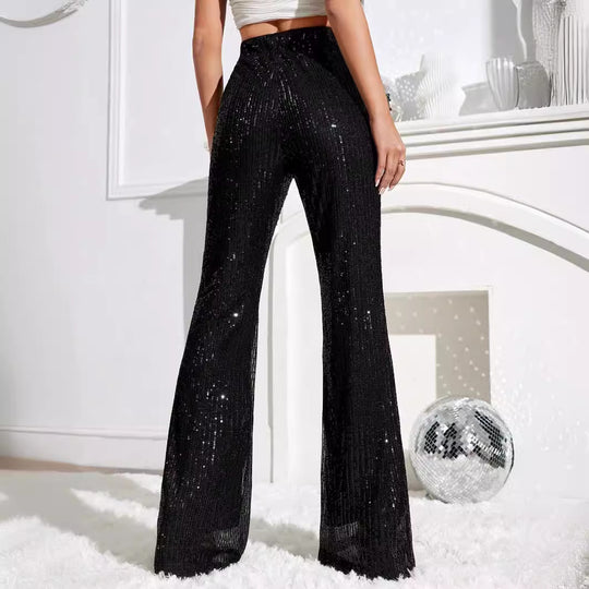 Damen Elegante Hochwasserhose mit Glitzer-Details R&B
