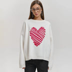 Damen Oversized Pullover mit Herzmuster R&B
