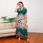 Damen Maxikleid mit elegantem Tierdruck und fließendem Schnitt R&B