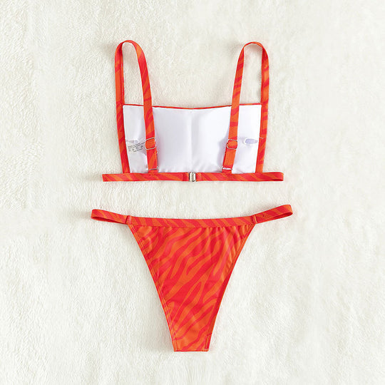 Damen Zweiteiliges Bikiniset mit sportlichem Schnitt und aufregendem Tierprint R&B