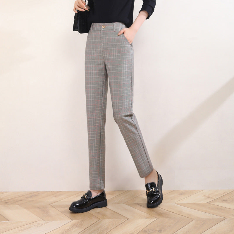 Damen Stoffhose kariert mit High Waist