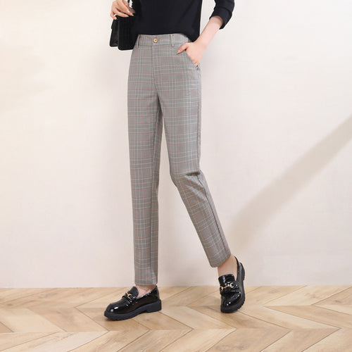 Damen Stoffhose kariert mit High Waist