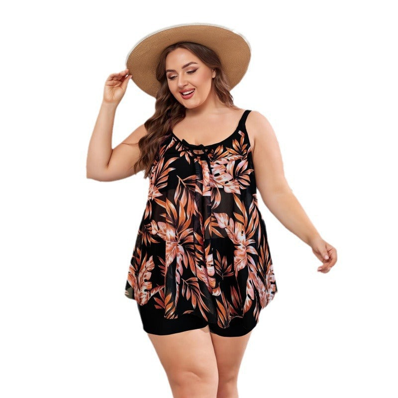 Damen Strandkleid mit floralem Design und elastischem Bund R&B