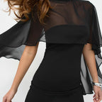 Damen Elegante Wickelbluse mit transparenter Kapuze und asymmetrischem Saum R&B