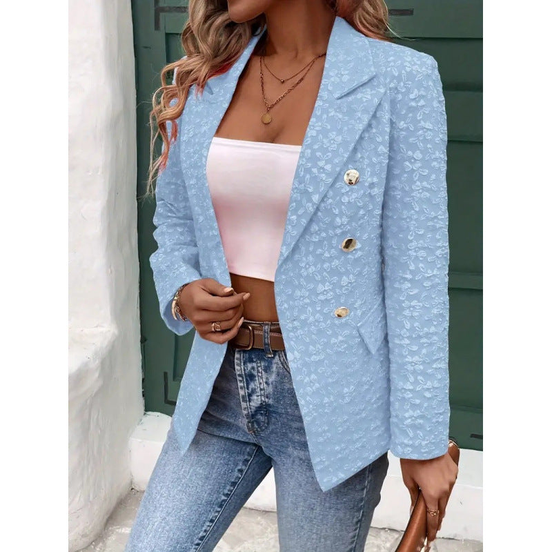 Damen Eleganter Blazer mit strukturiertem Muster und doppelter Knopfleiste R&B
