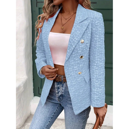 Damen Eleganter Blazer mit strukturiertem Muster und doppelter Knopfleiste R&B