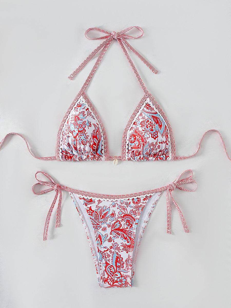 Damen Triangel-Bikini mit aufwendigem Floral-Design R&B