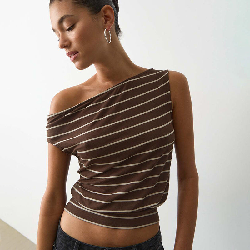 Damen asymmetrisches Langarmshirt mit modischem Streifenmuster und eleganten Cut-Out-Details R&B