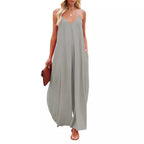 Damen Smarter Jumpsuit mit tiefem V-Ausschnitt und Seitentaschen R&B