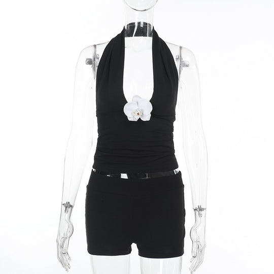 Damen stylischer Halter-Badeanzug mit raffiniertem V-Ausschnitt R&B