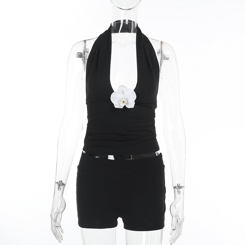 Damen stylischer Halter-Badeanzug mit raffiniertem V-Ausschnitt R&B