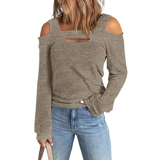 Damen lässiges Langarmshirt mit Cut-Out-Design R&B