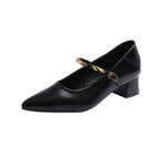 Damen Elegante Blockabsatz-Pumps mit glänzender Kette R&B