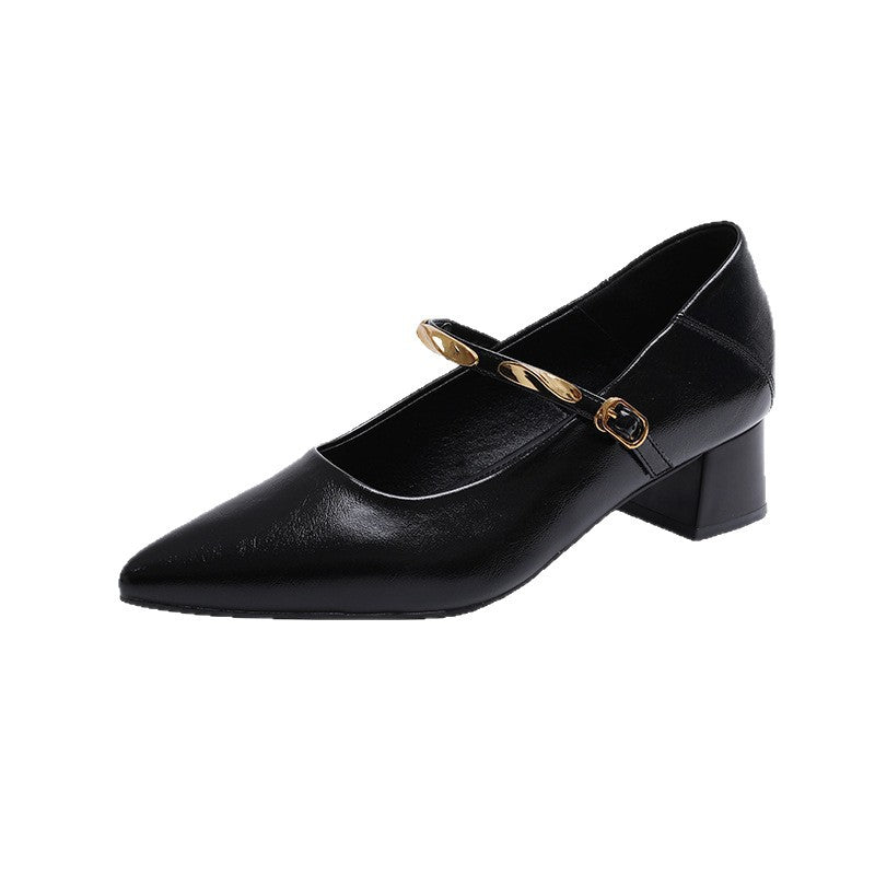 Damen Elegante Blockabsatz-Pumps mit glänzender Kette R&B