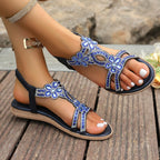 Damen Strandsandalen mit funkelnder Blumenapplikation und rutschfester Sohle R&B