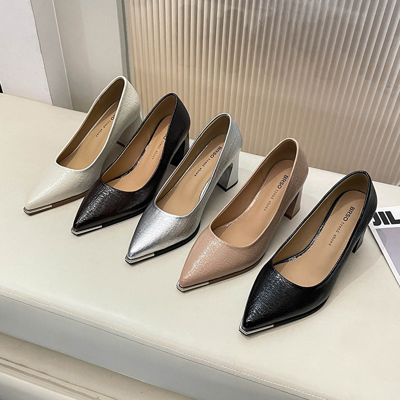 Damen Elegante spitze Pumps mit modischem Blockabsatz R&B
